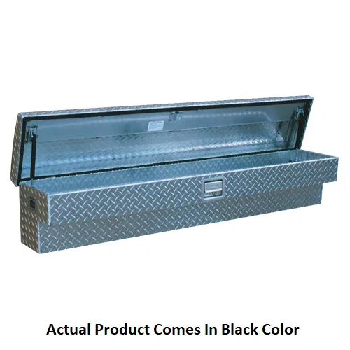 67SAB – RKI Tool Box, Side Mount Single Lid Diamond Tread Black Aluminum 68 Inch Length x 13-11/16 Inch Top/ 8 Inch B...
